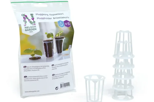 Pluggkorgar i plast från nelson garden som passar i en harvy hydroponisk odlingslåda